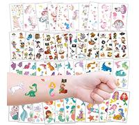 Tatuaggi Temporanei per Bambini, 40 Fogli Tattoo Set Inclusi Unicorno Dinosauri Sirena Pirati e così via