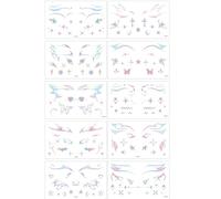 Tatuaggi temporanei per cosplay,adesivi laser artificiali,accessori per costumi da cacciatori di demoni,body art impermeabile e di lunga durata,delicata sulla pelle e facile da applicare (10pezzi-B)