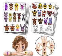 Tatuaggi temporanei per feste a tema videogiochi, per feste di compleanno di Five Nights at Freddy, forniture per bambini (10 fogli)