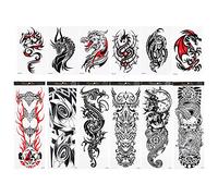 Tatuaggi Temporanei per Uomini e Donne, 6 Pezzi Mezzo Braccio + 6 Pezzi Braccio Completo Impermeabile Extra Large Tatuaggio Maniche Adesivi Falsi Tatuaggi Semi Permanenti Grandi Fiori Tribali Totem