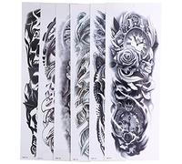 Tatuaggi Temporanei per Uomo Donna 6 Pezzi Grande Braccio Completo Autoadesivo del Tatuaggio Temporaneo Impermeabile Tatuaggi Finti Duraturi per Braccia e Gambe