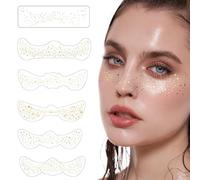 Tatuaggi Temporanei per Viso,6pcs Temporanei Sparkle Freckles,Tatuaggi a Lentiggini in Oro e Argento,Adesivi per Tatuaggi Glitterati con Lentiggini,Adesivi per Trucco Impermeabili per Festival
