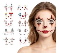 Tatuaggi Temporanei Viso Clown, Set Di Adesivi Per Trucco joke-r