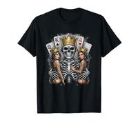 Tatuaggio Artistico del Gioco D'Azzardo Chicano Skull King Poker Queens Maglietta