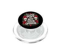 Tatuaggio artistico «I Love Peace Not Your Opinion» con teschio gotico e rosa PopSockets PopGrip per MagSafe