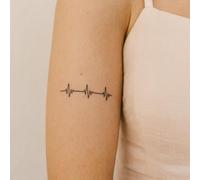 Tatuaggio BATTITO DEL CUORE - Temporalis® | Tatuaggi temporanei uomo donna, tatuaggi finti vegani e waterproof - Certificato UE - Dura 1-2 settimane [ Tattoo Ritmo cardiaco ]