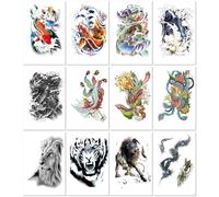 Tatuaggio Floreale A Braccio Intero Con Rosa, Adesivo Impermeabile Per Coprire Cicatrici Scure A Mezzo Braccio Con Volpe Bianca E Nera 210 * 148mm A185