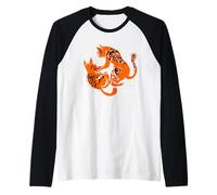 Tatuaggio Gatto Samurai Arte Giapponese Irezumi Tatuato Tigre Tigrato Maglia con Maniche Raglan