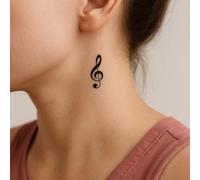 Tatuaggio MUSICA - Temporalis® | Tatuaggi temporanei uomo donna, tatuaggi finti vegani e waterproof - Certificato UE - Dura 1-2 settimane [ Tattoo Piccola chiave di sol ]