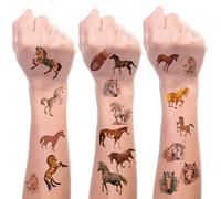 Tatuaggio per bambini e cavalli, 8 foglie, tatuaggi per bambini, tatuaggi per bambini, regali di cavalli, ragazze, impermeabili, per bambini