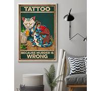Tatuaggio perché l'omicidio è sbagliato, decorazione da parete, cartello in metallo divertente, decorazione per la casa, bar, caffetteria, arte murale, per casa, garage, caverna dell'uomo, cartello in