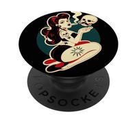 Tatuaggio Pin Up Skull - Arte Gotica Fumo Vintage PopSockets PopGrip Adesivo