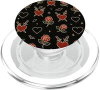 Tatuaggio Pugnale Cuore Rose Pattern Gothic Punk Rockabilly PopSockets PopGrip per MagSafe