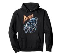 Tatuaggio retrò Black Panther Cosmic Anni '80 Cat Leopard Jaguar Felpa con Cappuccio