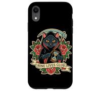 Tatuaggio retrò Nine Lives Club Grim Reaper Cat, umorismo oscuro Custodia per iPhone XR