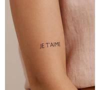 Tatuaggio SCRITTA - Temporalis® | Tatuaggi temporanei uomo donna, tatuaggi finti vegani e waterproof - Certificato UE - Dura 1-2 settimane [ Tattoo JE T'AIME ]