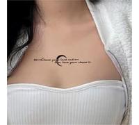 Tatuaggio semipermanente a base di erbe con forma a mezzaluna sulla clavicola, antiriflesso e non si cancella. Di lunga durata per 2 settimane. Tatuaggi finti