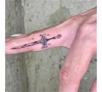 Tatuaggio Sulla Clavicola Stile Dito, Piccolo Disegno A Base Di Erbe Con Una Spada Sacra, Semipermanente Per Uomini E Donne, Durata 2 Settimane, Tatuaggi Finti