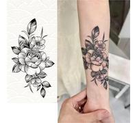 Tatuaggio temporaneo a forma di fiore di rosa, semipermanente, impermeabile e anti-sfregamento, per uomini e donne.(Z577-3pcs)