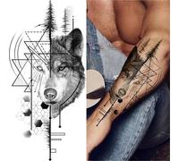 Tatuaggio temporaneo a forma di lupo, dura fino a 15 giorni, nuova tecnologia, adesivo semipermanente impermeabile magico. Tatuaggi finti(1pcs)