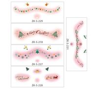Tatuaggio temporaneo di Natale, tatuaggio del volto di Natale - Adesivi per il viso di Natale con tatuaggi temporanei per il viso da 5 pezzi,Adesivi temporanei glitter impermeabili Toppe per il trucco