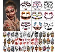 Tatuaggio Temporaneo Faccia Halloween 3D Per Uomini E Donne ， Adesivi Tatuaggio