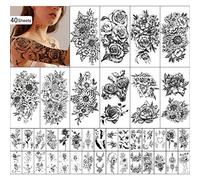 Tatuaggio Temporaneo Impermeabile per Donne e Ragazze 10 Fogli Extra Più Grandi e 30 Fogli Kit Adesivi per Tatuaggi Finti Piccoli per La Decorazione