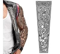 Tatuaje temporal de las pegatinas de brazo completo de las transferencias de los vestidos de gala de Halloween hawaianos tribales vikingos (Dragón vikingo0