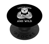 Tatuato E Selvaggio Divertente Inchiostro Orso Polare Animale Tatuaggio Amante PopSockets PopGrip Adesivo