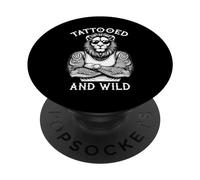 Tatuato E Selvaggio Divertente Leone Inchiostro Leone Animale Tatuaggio Amante PopSockets PopGrip Adesivo
