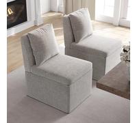 Tatub Set di 2 sedie da pranzo con rotelle, sedie da pranzo imbottite con ruote, sedie moderne per soggiorno, lettura e sala d'attesa, beige