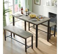 Tatub Set di tavolo da pranzo per 4 persone, tavolo da cucina con 2 panche, set salvaspazio per angolo colazione e piccoli spazi, grigio