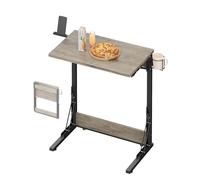 Tatub Tavolino pieghevole per TV da 61 cm, tavolino pieghevole a forma di C per divano, vassoio da pranzo per TV con portabicchieri, piccola scrivania per laptop sul lato del divano per soggiorno