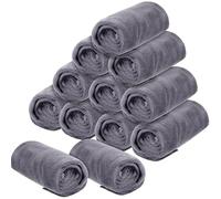 Tatuo 12 Pezzi 34 x 70 cm Asciugamani da Salone in Microfibra Asciugamani Viso con Superficie Assorbente da Parrucchiere Teli da Bagno per Doccia Panno per Palestra Spa Donna Bambini(Grigio)