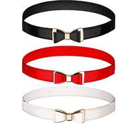 Tatuo 3 Pezzi Donne Skinny Cintura Sottile Elastico Cintura Fiocco per il Vestito, 3 Colori (Set 1)