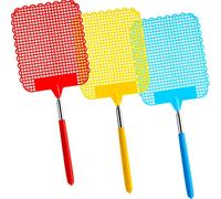 Tatuo 3 Pezzi Grande Estensibile Scacciamosche a Mosca, Manuale Paletta Controllo dei Parassiti con Forte Flessibile Durevole Maniglia Telescopica, Leggero e Buona qualità (Multicolore A)