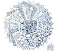 Tatuo 30 Pezzi 10 x 10 Pollici Tessuto di Cotone a Quadri Stoffa in Cotone Floreale Tessuto Quadrato Patchwork Cucito Trapuntato Stampato di Fiori a Quadretti per DIY(Fresco)