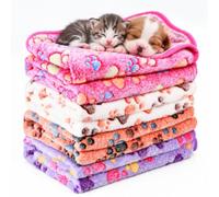 Tatuo 4 Copertine in Pile con Stampa di Zampe per Pet Cuccioli Gatto, S | Coperte per Animali Piccoli e Medi, Tappetini da Letto Caldi Morbidi per Cane Dormire, Bianco, Caffè, Rosa, Viola