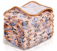 Tatuo 4 Copertine per Pet Cuccioli Coperte in Pile con Stampa di Zampe per Gatto Piccolo Medio Tappetini da Letto Caldi Morbidi per Dormire per Animali Cane(S,Caffè)