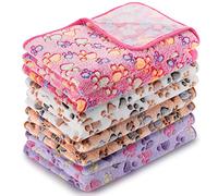 Tatuo 4 Copertine per Pet Cuccioli Coperte in Pile con Stampa di Zampe per Gatto Piccolo Medio Tappetini da Letto Caldi Morbidi per Dormire per Animali Cane(4XL,Bianco, Caffè, Rosa, Viola)
