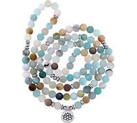 Tatuo Bracciale Collana Mala Amazzonite Collana Mala con Perline da 8 mm Collana di Pietre Preziose Naturali con 108 Perline Rotonde per Uomo e Donna Forniture per Decorazioni di Gioielli