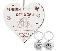 Tatuo Set di Regali per Nonna e Nonno Targa per Pensione di Nonni 2 Portachiavi con Incisione Beste Oma e Bester Opa Idee Regali dei Nonni da Parte dei Nipoti per Compleanno Pensione