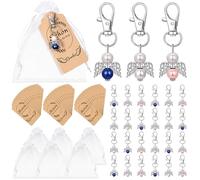 Tatxmalv 36 Pezzi Portachiavi Angelo Custode, Angelo Ciondolo con Perla Colorato, con Etichetta di Carta Kraft e Bolsas de Organza, per Tavolo da Pranzo, Decorazione Dell'albero di Natale (B)