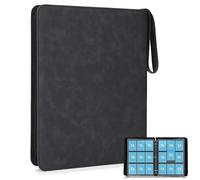 Tatxmalv 540 Tasche Album Porta Carte, Raccoglitore di Carte Impermeabile, Design Della Cinghia, 30 Pagine con Libro Carte Collezione con Cerniera, per di Calcio, da Baseball (nero)