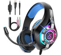 Tatybo Cuffie da gioco per PS4 PS5 Xbox One Switch PC con microfono a cancellazione del rumore, suono stereo con bassi profondi