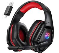 Tatybo Cuffie da gioco senza fili per PC, PS5, PS4, 2,4 GHz USB e Type-C con microfono, batteria 40 H, cuffie Bluetooth per Switch, laptop, mobile, Mac, nero-rosso