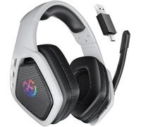 Tatybo Cuffie da gioco senza fili per PC, Ps5, Ps4, 2,4 GHz USB e Type-C con microfono, batteria 40H, cuffie Bluetooth per Switch, laptop, cellulare, Mac, nero e bianco