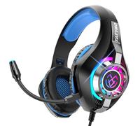 Tatybo Cuffie Gaming, Cuffie Gaming con Microfono Noise Cancelling, Stereo Bass Deep, Cuscinetti Auricolari Proteici, per Ps4 Ps5 PC Xboxone Switch, Blu