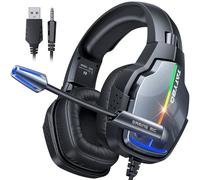 Tatybo Cuffie Gaming, Cuffie per Ps5 con Rotazione a 90°, Cuffie con Microfono 3D Surround Stereo da 50mm Driver per Ps4, Ps5, PC, Switch, Xboxone, Luce RGB