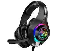 Tatybo Cuffie Gaming per PS4 PS5 PC Xbox One, Cuffia con Microfono Stereo Bass Deep, Luci RGB, Comode Cuffie Grandi, Cuffie per Mac Switch Laptop (Nero RGB)